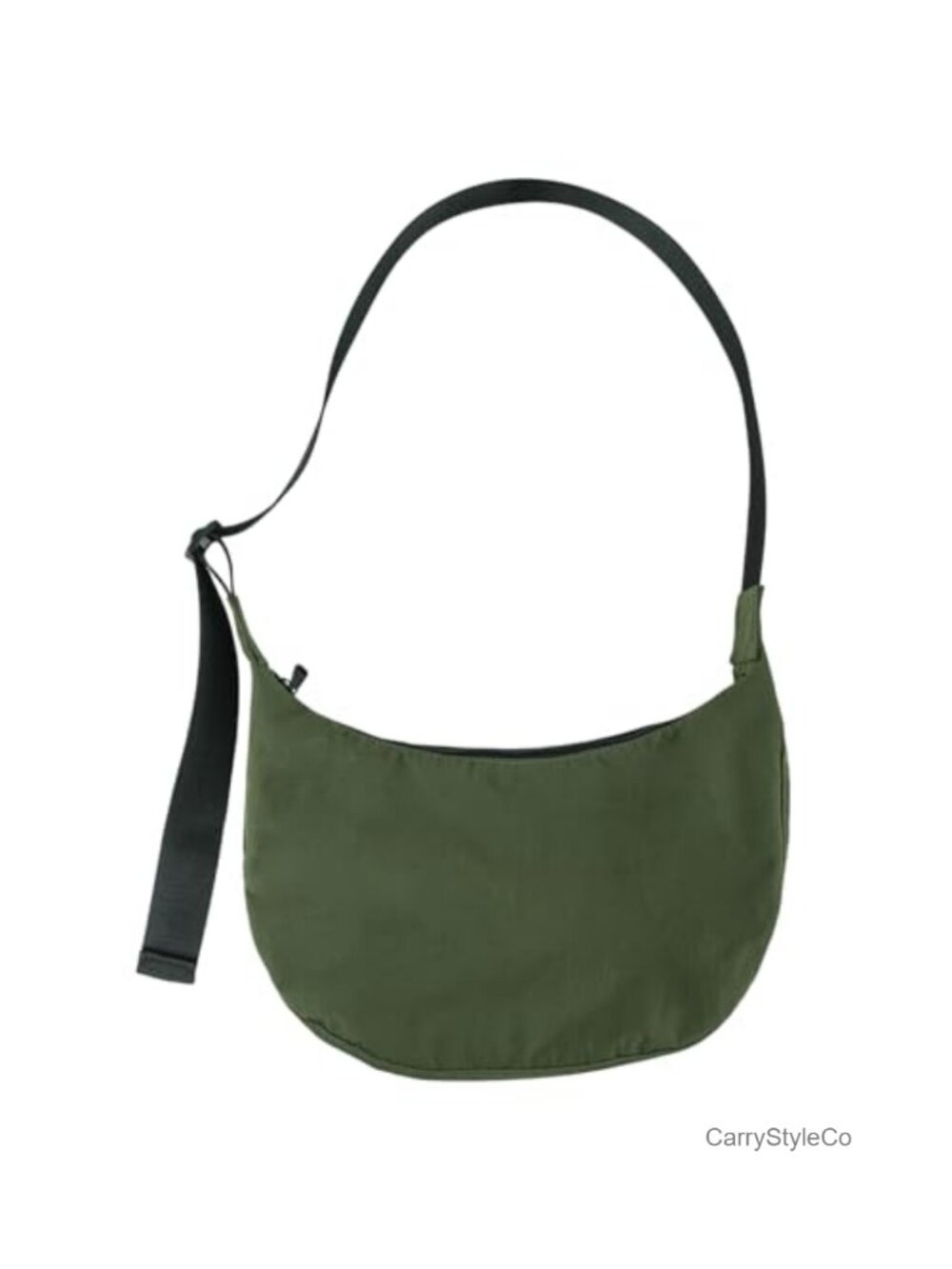 Nylon Crescent Shoulder Bag Crossbody Adjustable Strap Dual Zip Pocket
